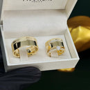 Par de Alianças 10mm Banhado a Ouro 18k com Anel Solitário Cravejado - Sylven