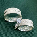 Par de Alianças 8mm de Prata 950 com Anel Solitário Cravejado - Platinum