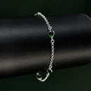 Pulseira em Prata 925 Pontos de Luz Coração (Verde)