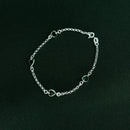 Pulseira em Prata 925 Pontos de Luz Coração (Verde)