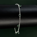 Pulseira em Prata 925 Pingos de Luz Coração (Verde)