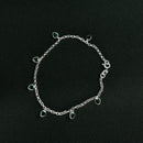 Pulseira em Prata 925 Pingos de Luz Coração (Verde)