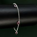 Pulseira em Prata 925 Pingos de Luz Coração (Rosa)