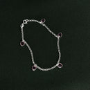 Pulseira em Prata 925 Pingos de Luz Coração (Rosa)