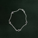 Pulseira em Prata 925 Pontos de Luz Coração (Rosa Claro)