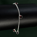 Pulseira em Prata 925 Pingos de Luz Coração (Vermelho)