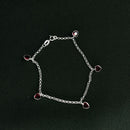 Pulseira em Prata 925 Pingos de Luz Coração (Vermelho)