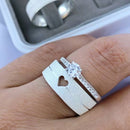 Par de Alianças 7mm em Prata 950 com Anel Solitário Cravejado - Azalea