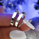 Par de Alianças 3mm de Prata 950 com Anel Solitário - Sky