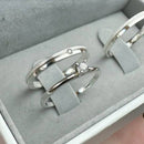 Par de Alianças 2,5mm em Prata 950 com Anel Solitário - Austrália