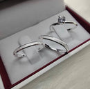 Par de Alianças 2,5mm em Prata 950 com Anel Solitário - Miami