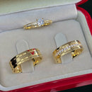 Par de Alianças 6mm Banhado a Ouro 18k com Anel Solitário Cravejado - Arkan