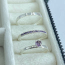 Par de Alianças 2,5mm de Prata 950 com Anel Solitário - Lavanda