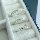 Par de Alianças 3mm em Prata 950 com Anel Solitário - Always