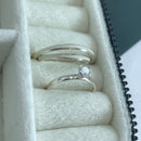 Par de Alianças 2mm de Prata 950 com Anel Solitário - Pristino