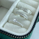 Par de Alianças 4mm em Prata 950 com Anel Solitário Cravejado - Luzia