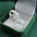 Par de Alianças 5mm em Prata 950 com Anel Solitário Cravejado - Elara