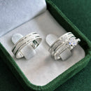 Par de Alianças 5mm em Prata 950 com Anel Solitário Cravejado - Elara