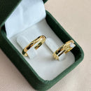 Par de Alianças 3mm Banhada a Ouro 18k com Anel Solitário - Valorya