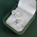 Par de Alianças 5mm de Prata 950 com Anel Solitário Cravejado - Purple