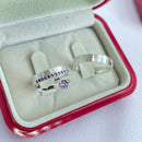 Par de Alianças 4mm de Prata 950 com Anel Solitário - Genevieve