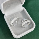 Par de Alianças 4mm em Prata 950 com Anel Solitário - Marisol