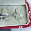 Par de Alianças 4mm de Prata 950 com Anel Solitário - Genevieve