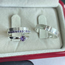 Par de Alianças 4mm de Prata 950 com Anel Solitário - Genevieve