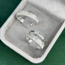 Par de Alianças 4mm em Prata 950 com Anel Solitário - Marisol