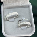 Par de Alianças 4mm em Prata 950 com Anel Solitário - Marisol