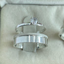 Par de Alianças 5mm de Prata 950 com Anel Solitário - Trix