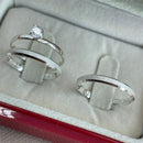 Par de Alianças 2,5mm em Prata 950 com Anel Solitário - Pristino