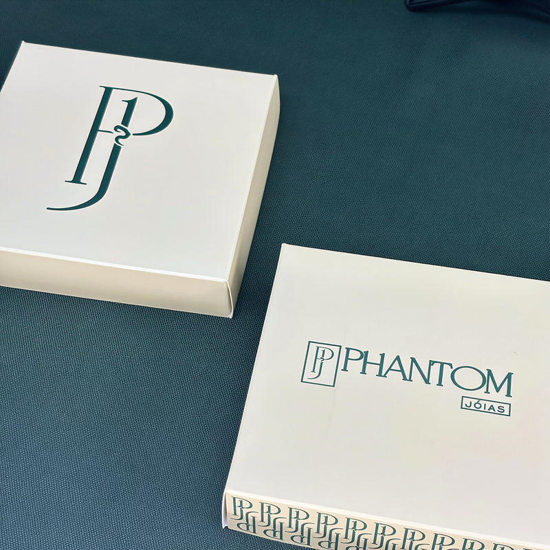 Caixinha Universal Phantom Joias 10x10cm - Bege e Verde Escuro