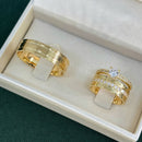 Par de Alianças 6mm Banhado a Ouro 18k com Anel Solitário Cravejado - Arkan