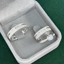 Par de Alianças 5mm de Prata 950 com Anel Solitário Cravejado - Lotus