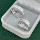 Par de Alianças 5mm de Prata 950 com Anel Solitário Cravejado - Lotus