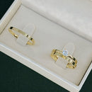 Par de Alianças 2mm com Anel Solitário Banhado a Ouro 18k - Magnum