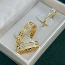 Par de Alianças 5mm Banhada a Ouro 18k com Anel Solitário Cravejado - Miraze