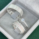 Par de Alianças 6mm em Prata 950 com Anel Solitário - Empírea