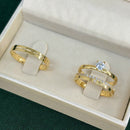 Par de Alianças 3mm Banhado a Ouro 18k com Anel Solitário - Olinne