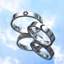 Par de Alianças 3mm de Prata 950 - Sol e Lua