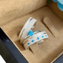 Par de Alianças 5mm de Prata 950 com Anel Solitário - Ocean