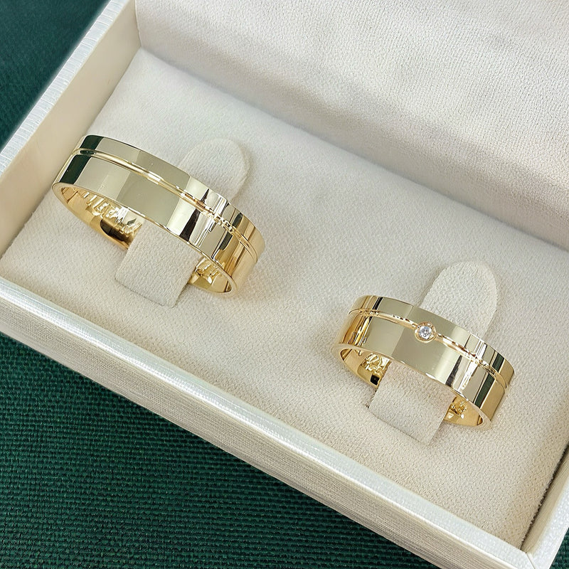 Par de Alianças 6mm Banhado a Ouro 18k - Kyvon