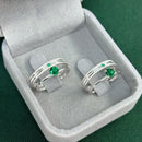 Par de Alianças 3mm em Prata 950 com Dois Anéis Solitários - Tera