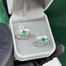 Par de Alianças 3mm em Prata 950 com Dois Anéis Solitários - Tera