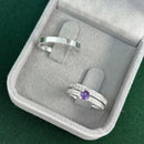 Par de Alianças 2,5mm de Prata 950 com Anel Solitário Cravejado - Viora