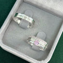 Par de Alianças 4mm de Prata 950 com Anel Solitário - Genevieve II