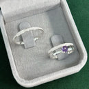 Par de Alianças 2mm em Prata 950 com Anel Solitário - Constantine