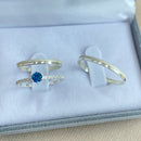 Par de Alianças 2mm em Prata 950 com Anel Solitário Cravejado - Avelino