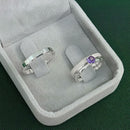 Par de Alianças 3mm em Prata 950 com Anel Solitário - Colômbia